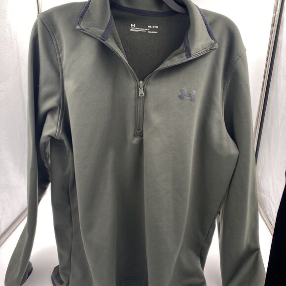 Under Armour Other - Under Armour Men's Medium ColdGear Loose Fit 1/4 Zip Mock Neck Lined Green